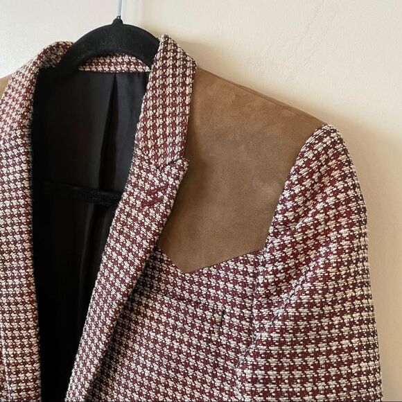 The Kooples Houndstooth Linen Blend Suede Blazer - Picture 6 of 13